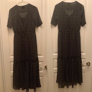 Who What Wear Black Polka Dot Print Maxi Dress
